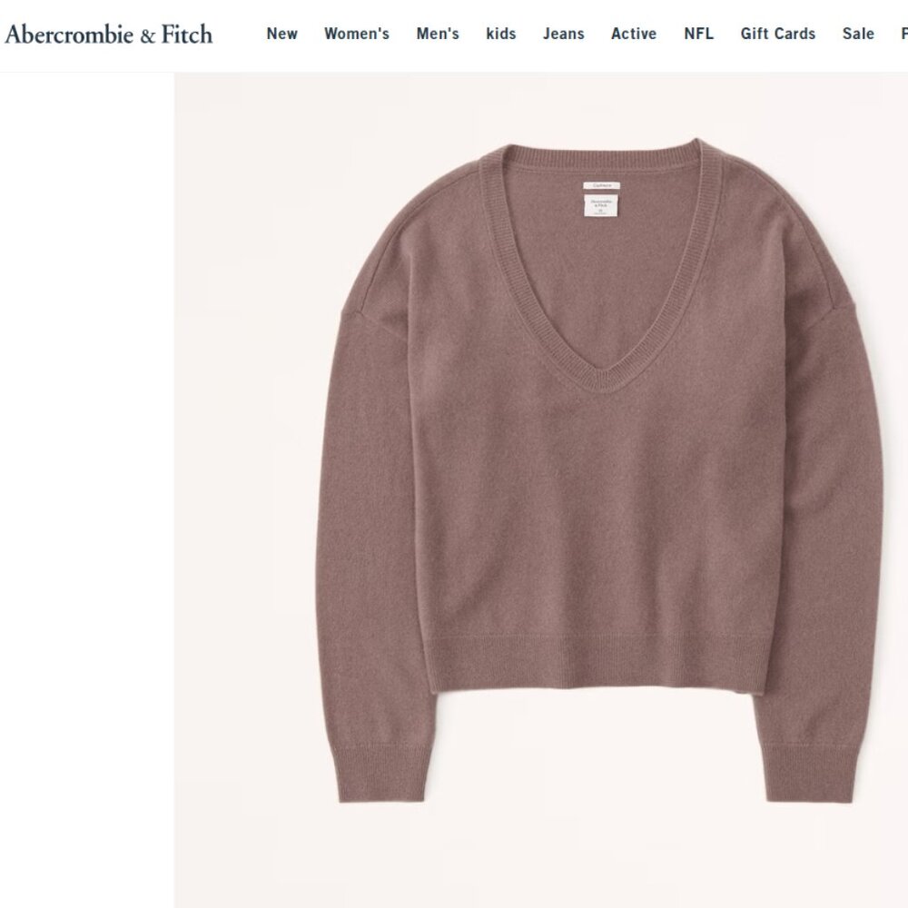 Abercrombie Cashmere V-Neck Sweater Medium Soft Women's Taupe Light Purple